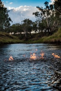Fire on the Condamine River vertical nice sky